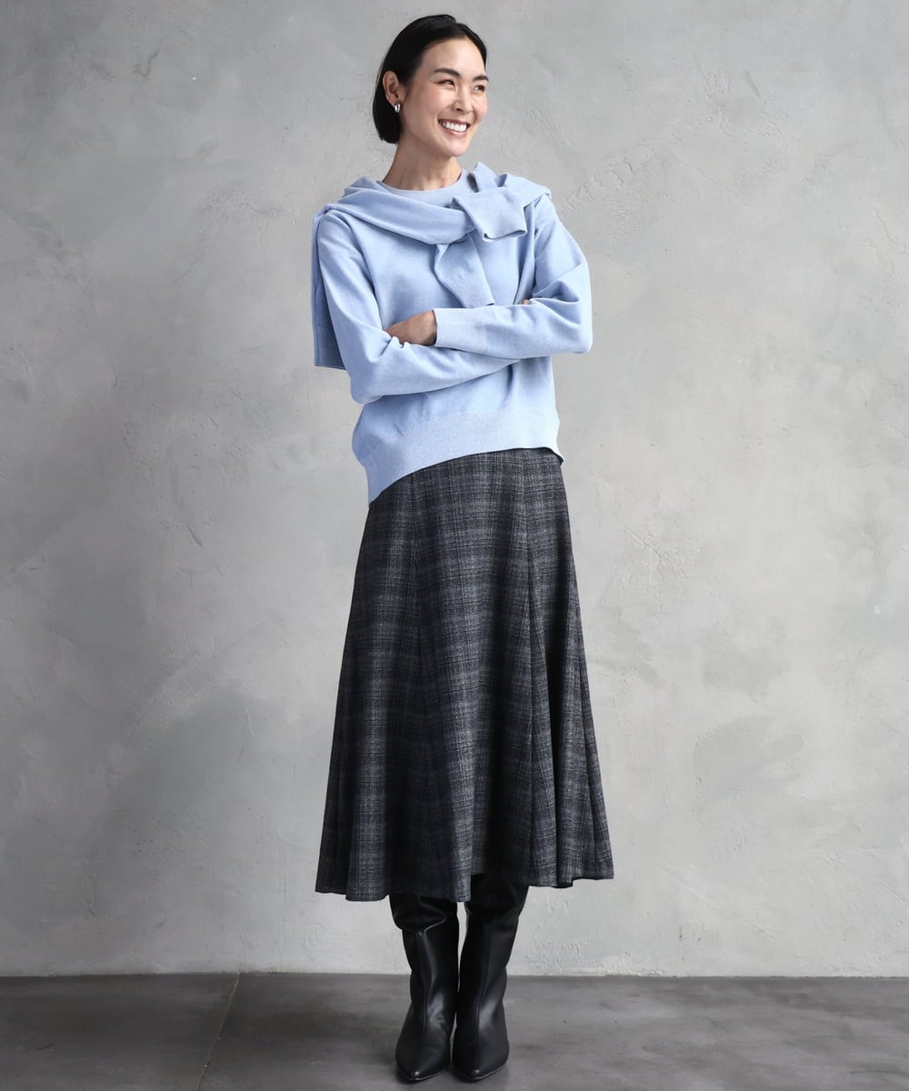 FMSAD11230 MICHEL KLEIN(ミッシェルクラン) コンパクトモールカーディガン ライトブルー