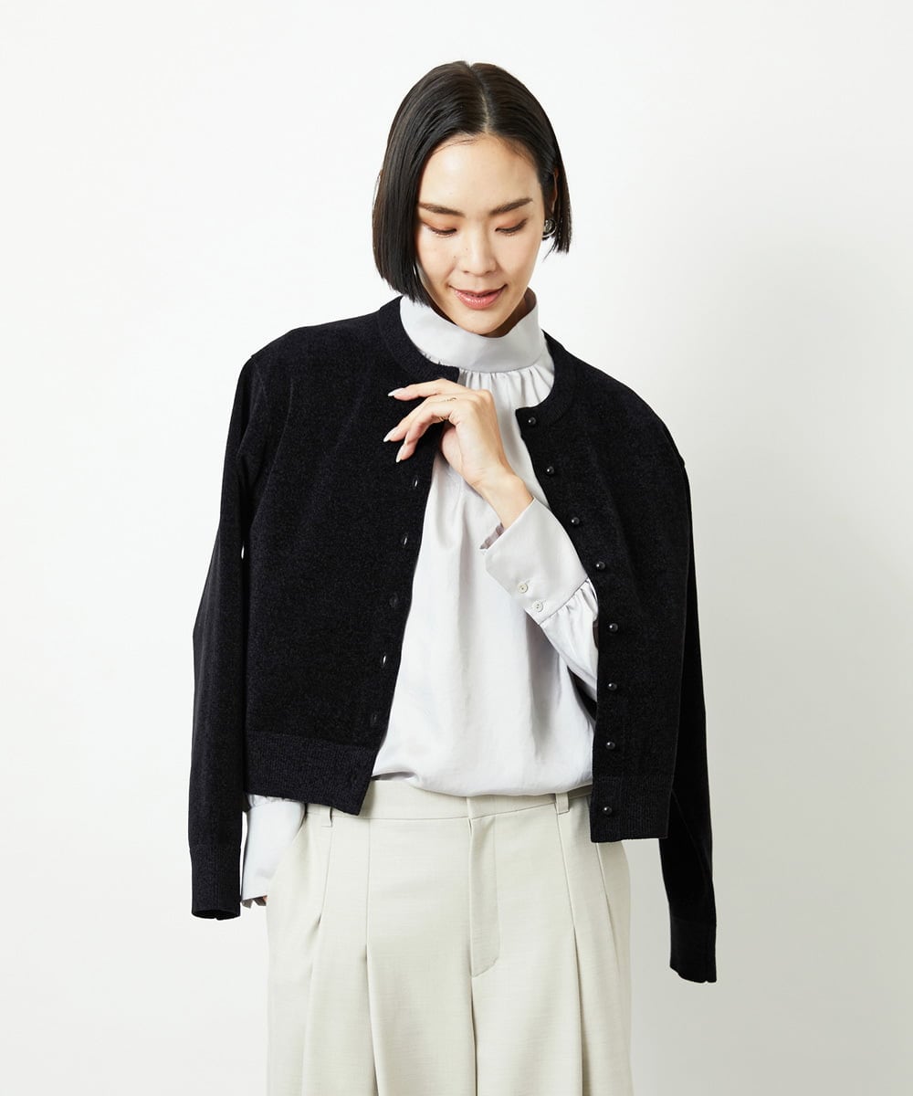 FMSAD11230 MICHEL KLEIN(ミッシェルクラン) コンパクトモールカーディガン ライトブルー