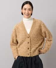 FMSAG40260 MICHEL KLEIN(ミッシェルクラン) リボンヤーンVネックカーディガン ベージュ