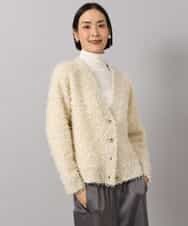 FMSAG40260 MICHEL KLEIN(ミッシェルクラン) リボンヤーンVネックカーディガン ベージュ