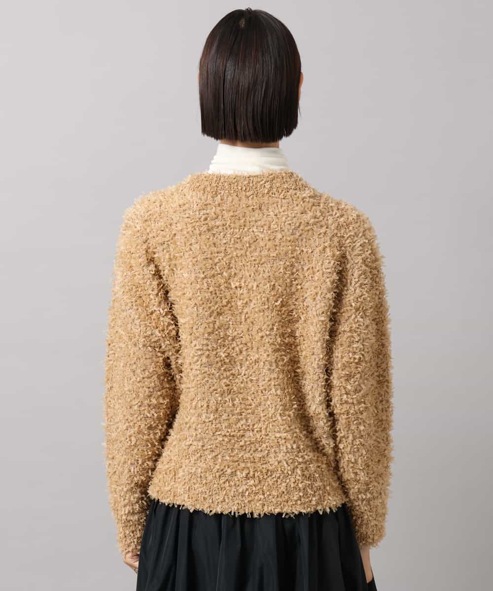 FMSAG40260 MICHEL KLEIN(ミッシェルクラン) リボンヤーンVネックカーディガン ベージュ