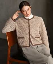 FMSAG41270 MICHEL KLEIN(ミッシェルクラン) ニットツイードジャケット ベージュ