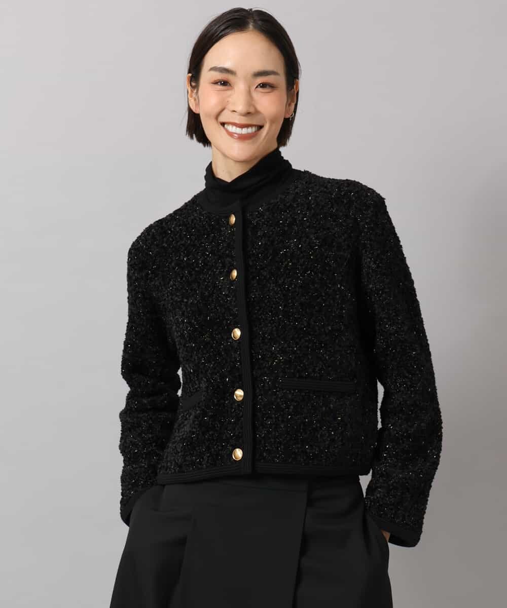 FMSAG41270 MICHEL KLEIN(ミッシェルクラン) ニットツイードジャケット ブラック