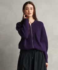 FMSAG42230 MICHEL KLEIN(ミッシェルクラン) ジップアップニットブルゾン パープル