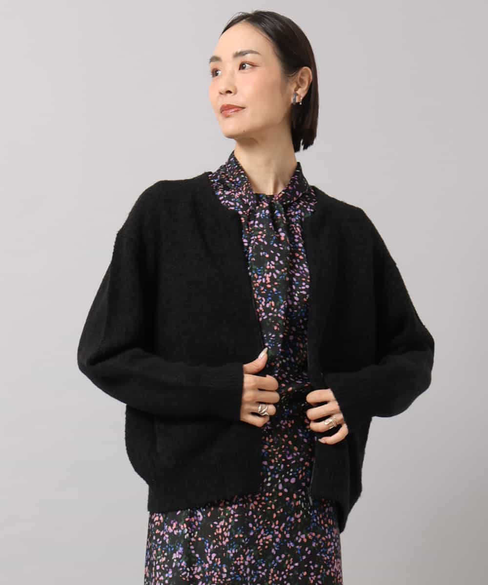 FMSAG42230 MICHEL KLEIN(ミッシェルクラン) ジップアップニットブルゾン ブラック