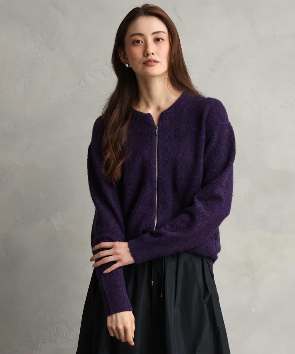 FMSAG42230 MICHEL KLEIN(ミッシェルクラン) ジップアップニットブルゾン ブラック