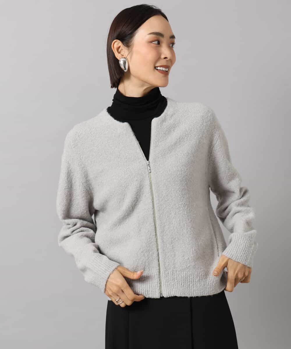 FMSAG42230 MICHEL KLEIN(ミッシェルクラン) ジップアップニットブルゾン ブラック