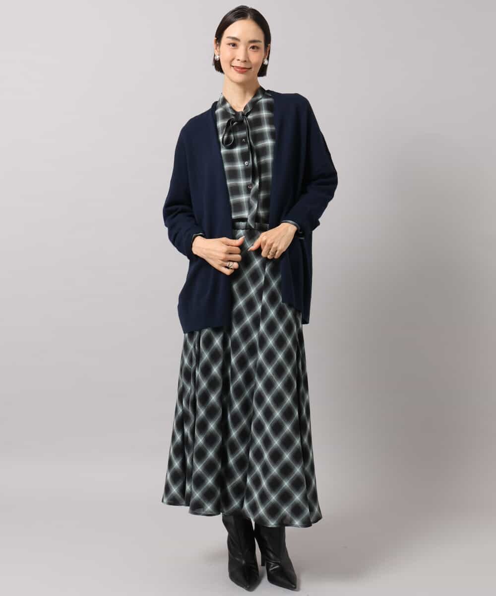 FMSAG43250 MICHEL KLEIN(ミッシェルクラン) カシミヤ混トッパーカーディガン ネイビー