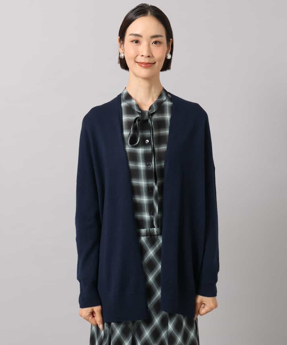 FMSAG43250 MICHEL KLEIN(ミッシェルクラン) カシミヤ混トッパーカーディガン ネイビー