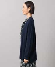 FMSAG43250 MICHEL KLEIN(ミッシェルクラン) カシミヤ混トッパーカーディガン ネイビー