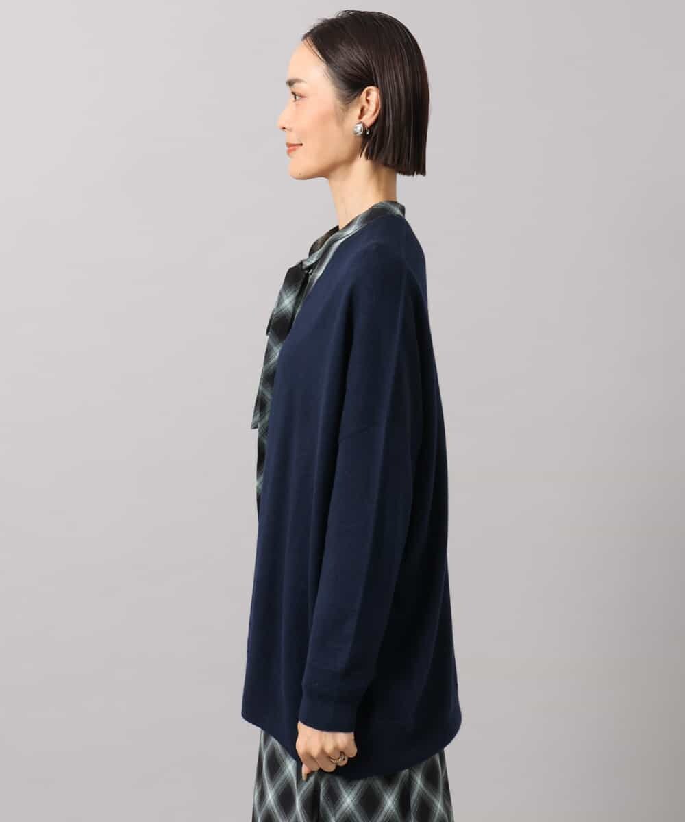 FMSAG43250 MICHEL KLEIN(ミッシェルクラン) カシミヤ混トッパーカーディガン ネイビー