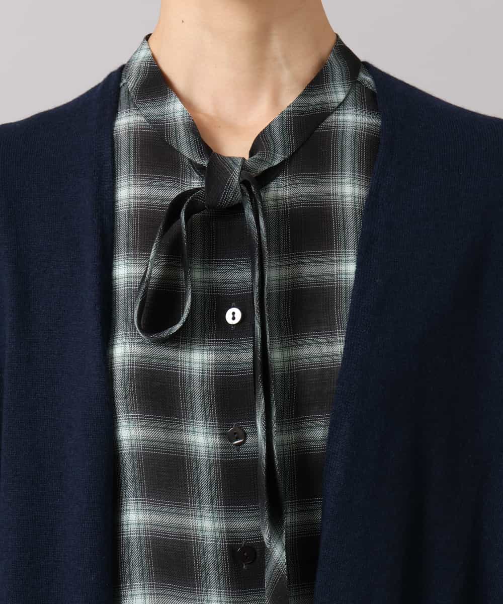 FMSAG43250 MICHEL KLEIN(ミッシェルクラン) カシミヤ混トッパーカーディガン ネイビー
