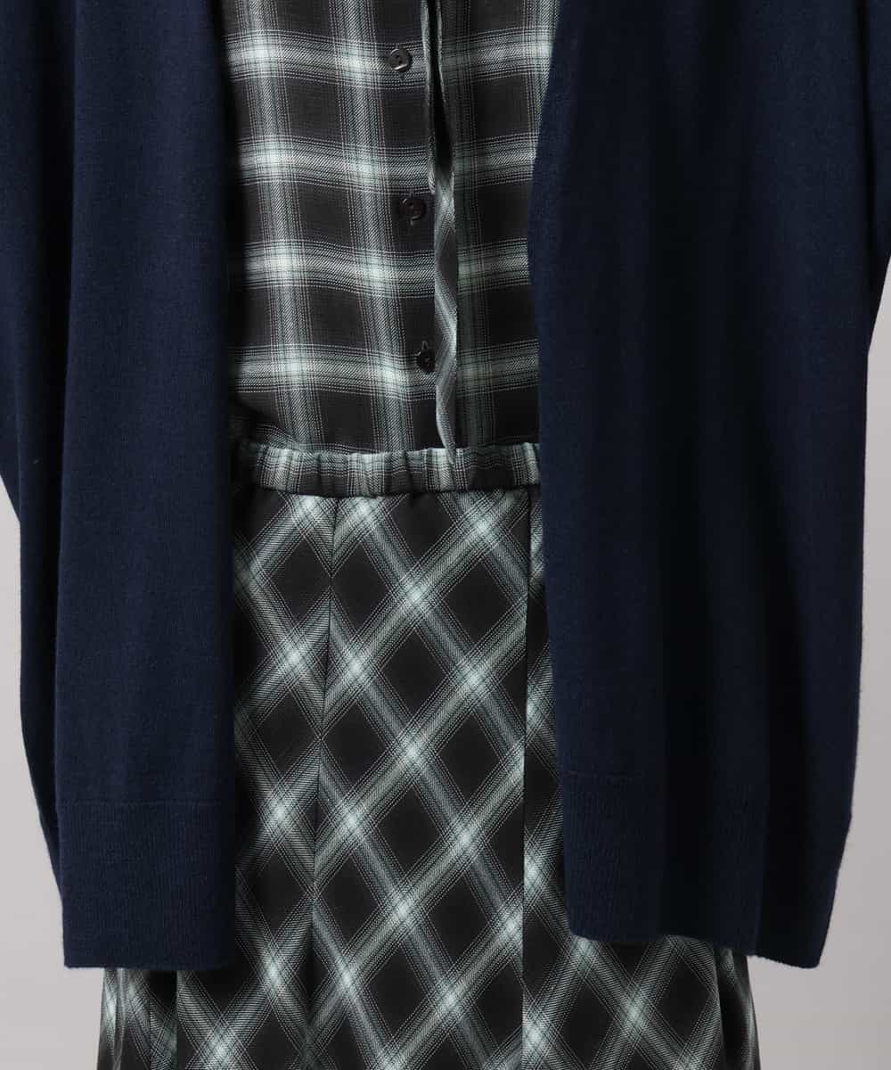 FMSAG43250 MICHEL KLEIN(ミッシェルクラン) カシミヤ混トッパーカーディガン ネイビー