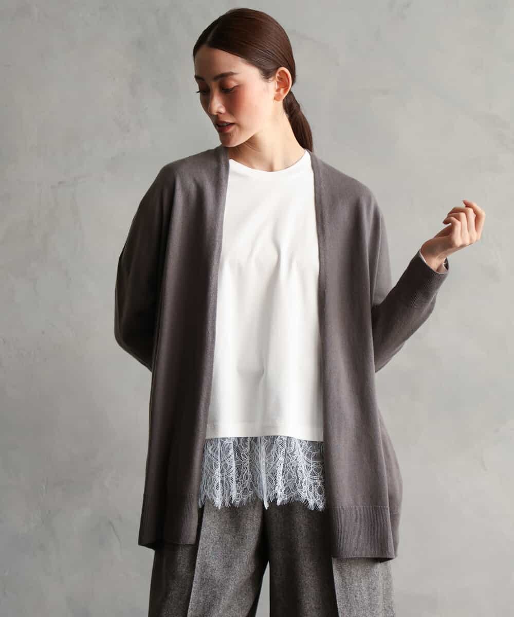 FMSAG43250 MICHEL KLEIN(ミッシェルクラン) カシミヤ混トッパーカーディガン ベージュ