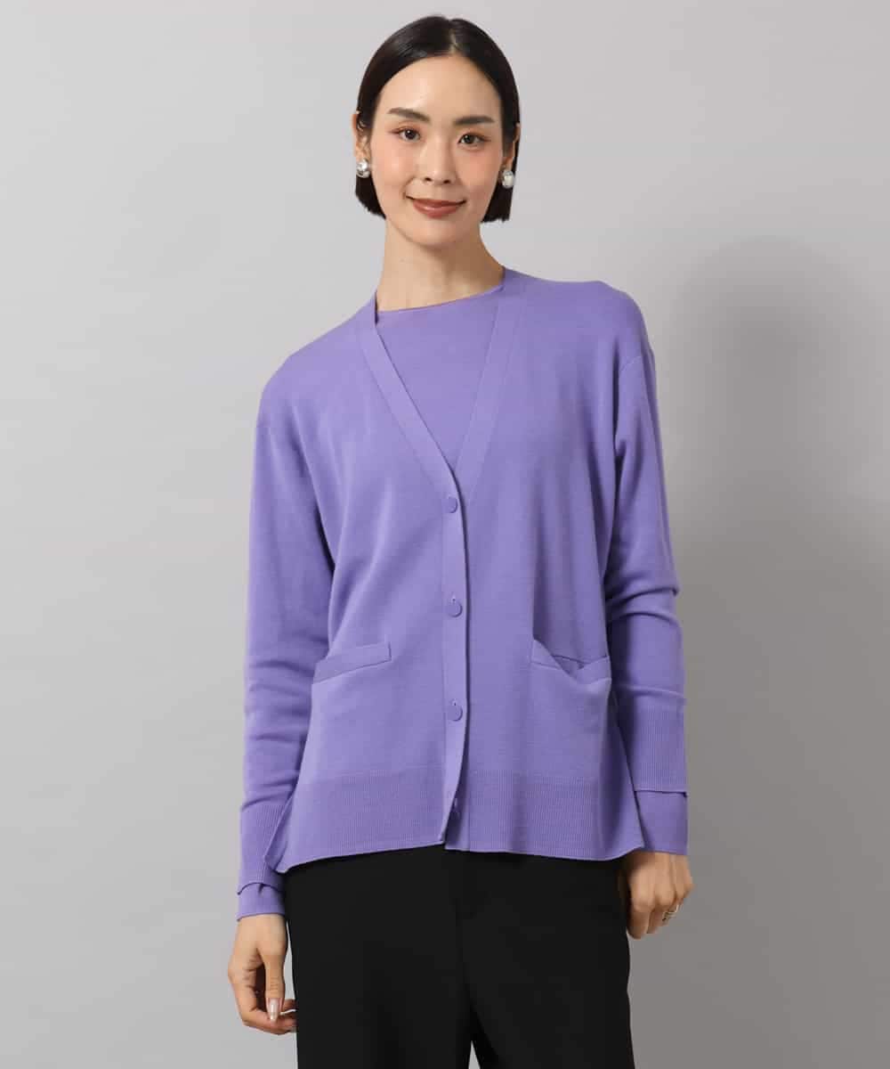 FMSAG55250 MICHEL KLEIN(ミッシェルクラン) [アンサンブル対応]Vネックカーディガン ラベンダー
