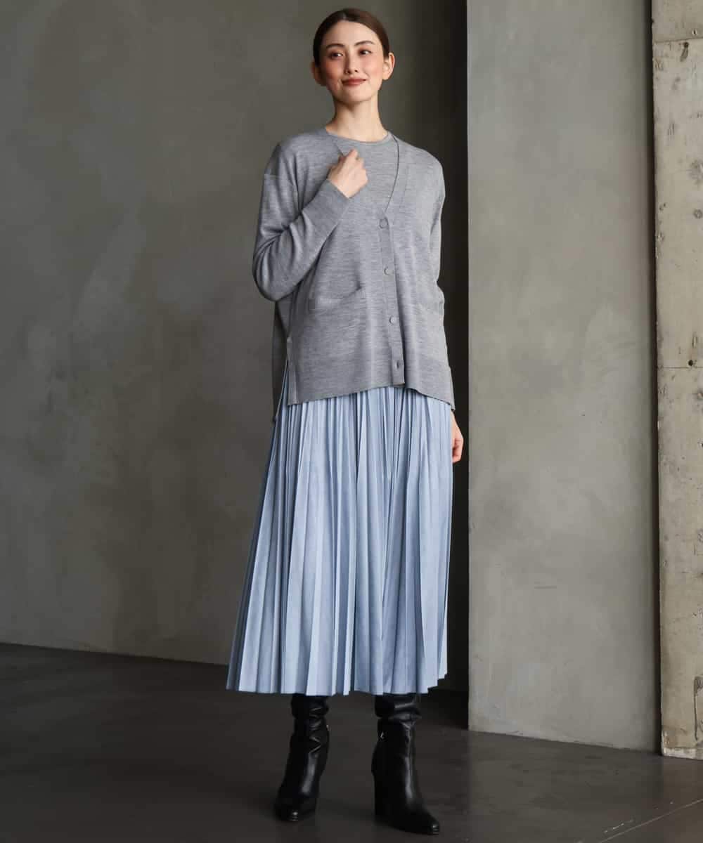 FMSAG55250 MICHEL KLEIN(ミッシェルクラン) [アンサンブル対応]Vネックカーディガン ラベンダー