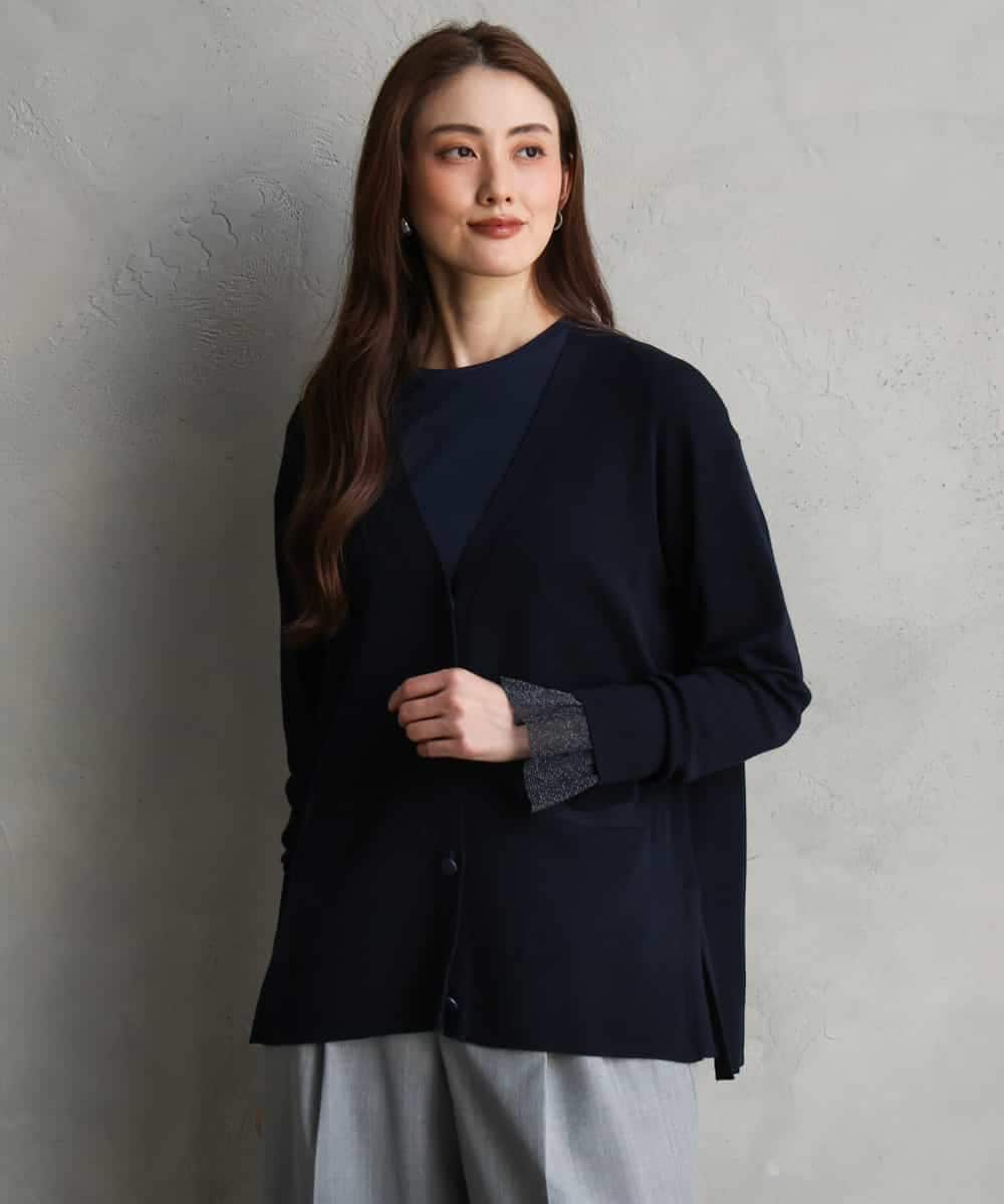 FMSAG55250 MICHEL KLEIN(ミッシェルクラン) [アンサンブル対応]Vネックカーディガン ラベンダー