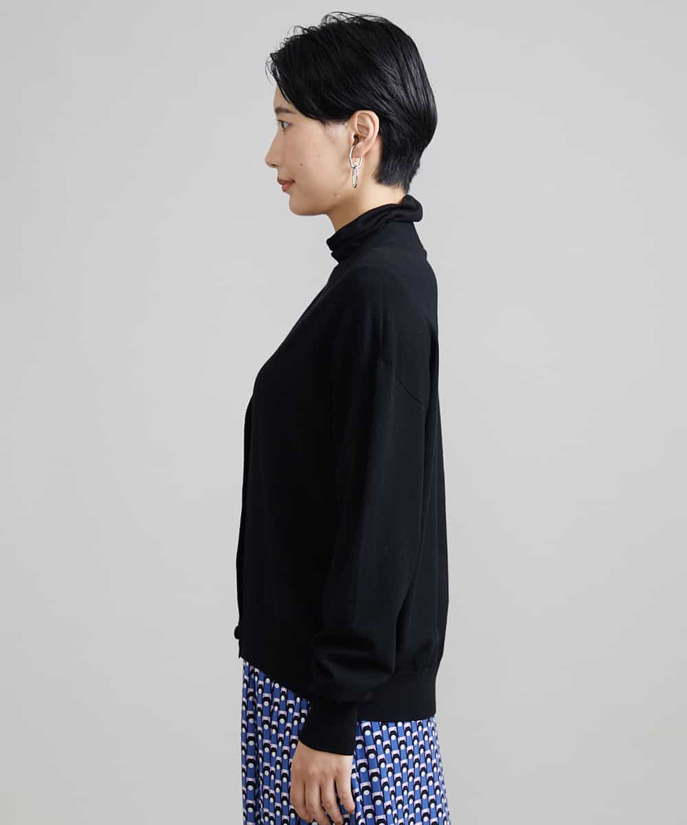 FMSAV20200 MICHEL KLEIN(ミッシェルクラン) ホールガーメント(R)Vネックカーディガン ブラック(94)