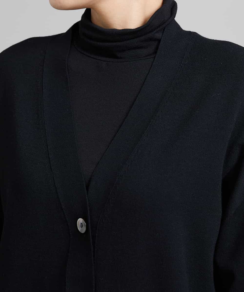 FMSAV20200 MICHEL KLEIN(ミッシェルクラン) ホールガーメント(R)Vネックカーディガン ブラック(94)