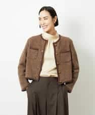 FMSBD30250 MICHEL KLEIN(ミッシェルクラン) ツィード調モールニットジャケット オレンジ