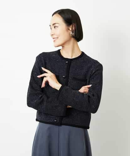 FMSBD30250 MICHEL KLEIN ツィード調モールニットジャケット