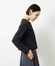 FMSBD30250 MICHEL KLEIN(ミッシェルクラン) ツィード調モールニットジャケット ブラック