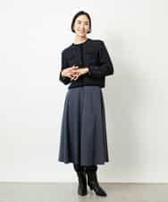 FMSBD30250 MICHEL KLEIN(ミッシェルクラン) ツィード調モールニットジャケット ブラック