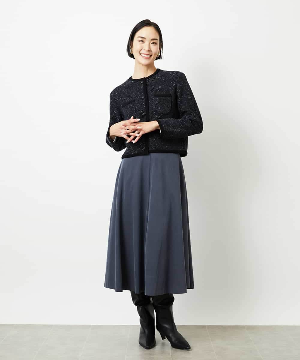 FMSBD30250 MICHEL KLEIN(ミッシェルクラン) ツィード調モールニットジャケット ブラック