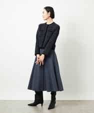 FMSBD30250 MICHEL KLEIN(ミッシェルクラン) ツィード調モールニットジャケット ブラック