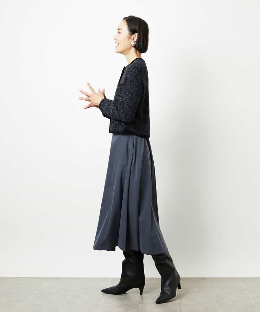 FMSBD30250 MICHEL KLEIN(ミッシェルクラン) ツィード調モールニットジャケット ブラック