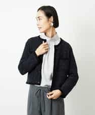 FMSBD30250 MICHEL KLEIN(ミッシェルクラン) ツィード調モールニットジャケット ブラック