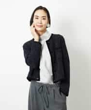 FMSBD30250 MICHEL KLEIN(ミッシェルクラン) ツィード調モールニットジャケット ブラック