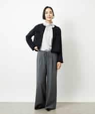 FMSBD30250 MICHEL KLEIN(ミッシェルクラン) ツィード調モールニットジャケット ブラック