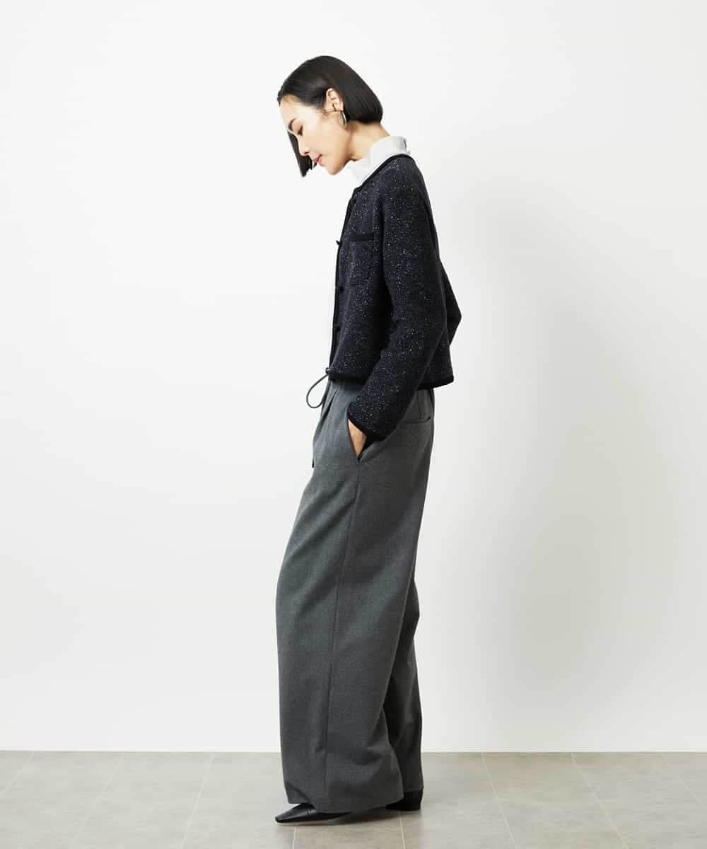 FMSBD30250 MICHEL KLEIN(ミッシェルクラン) ツィード調モールニットジャケット ブラック