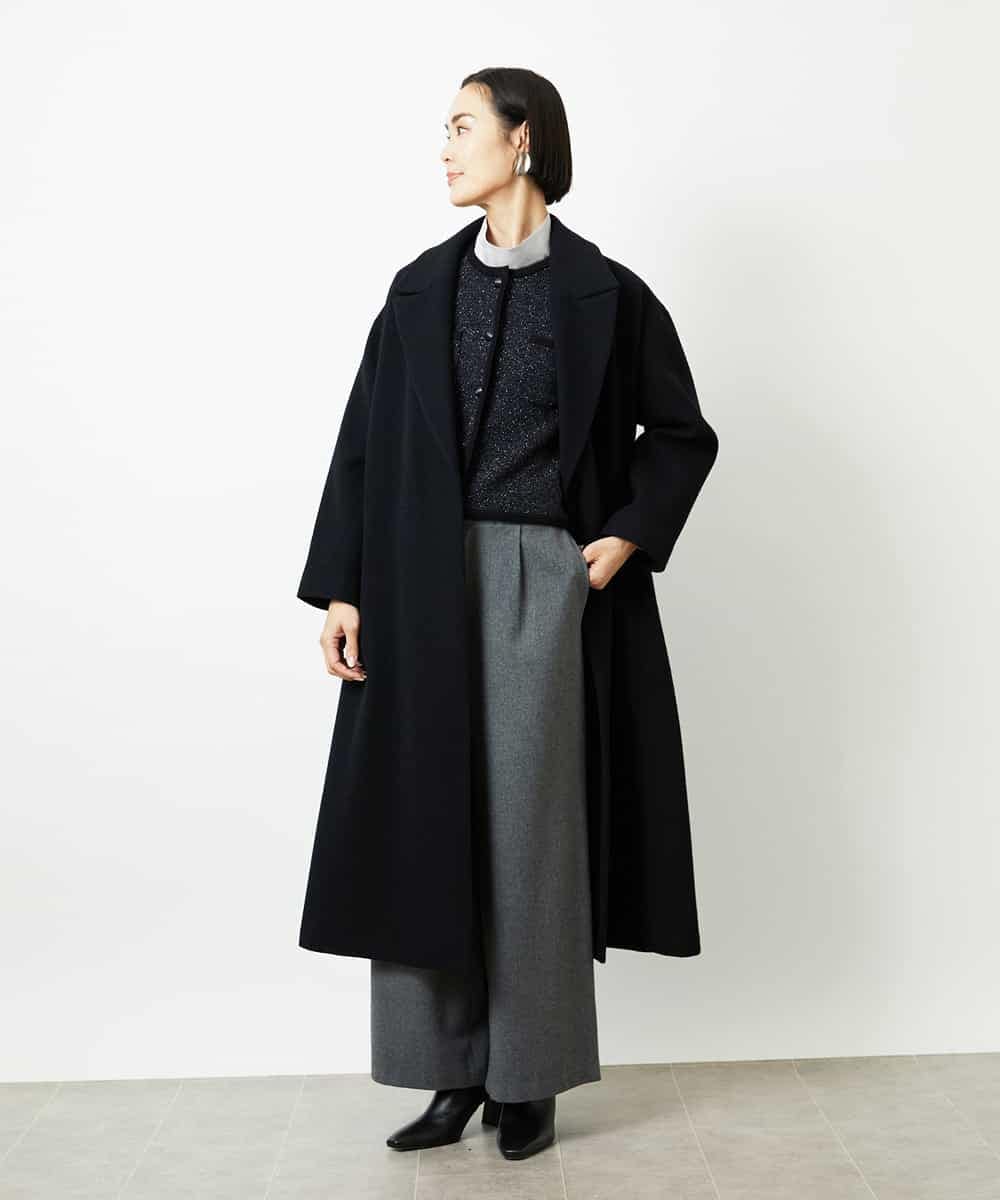 FMSBD30250 MICHEL KLEIN(ミッシェルクラン) ツィード調モールニットジャケット ブラック