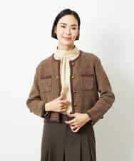 FMSBD30250 MICHEL KLEIN(ミッシェルクラン) ツィード調モールニットジャケット ブラック