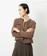 FMSBD30250 MICHEL KLEIN(ミッシェルクラン) ツィード調モールニットジャケット ブラック