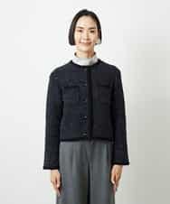 FMSBD30250 MICHEL KLEIN(ミッシェルクラン) ツィード調モールニットジャケット ブラック