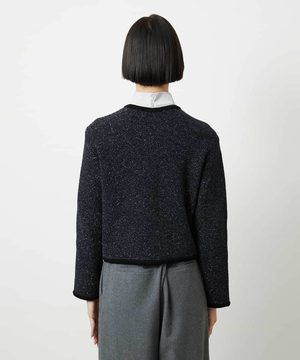 FMSBD30250 MICHEL KLEIN(ミッシェルクラン) ツィード調モールニットジャケット ブラック
