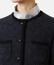 FMSBD30250 MICHEL KLEIN(ミッシェルクラン) ツィード調モールニットジャケット ブラック