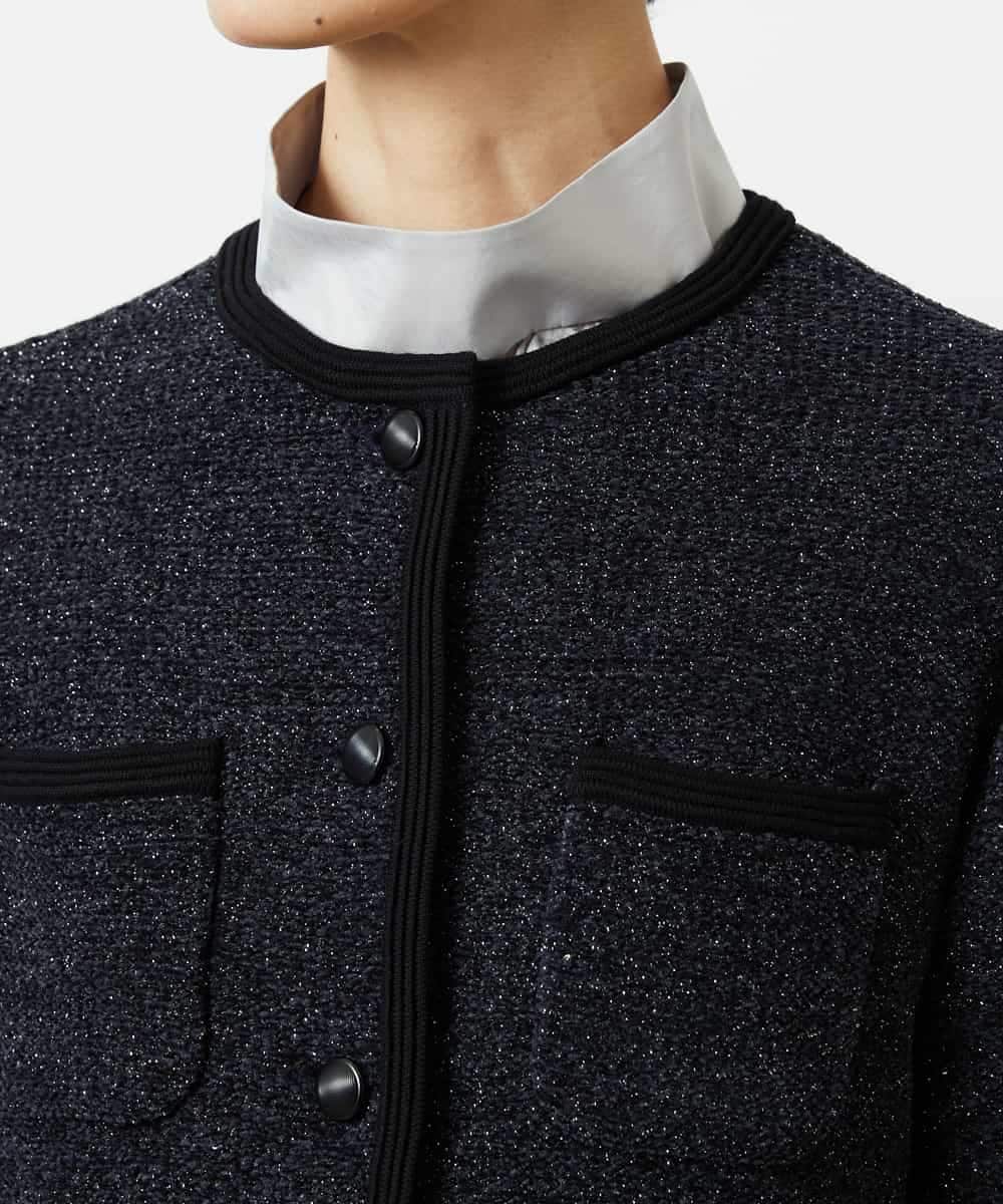 FMSBD30250 MICHEL KLEIN(ミッシェルクラン) ツィード調モールニットジャケット ブラック