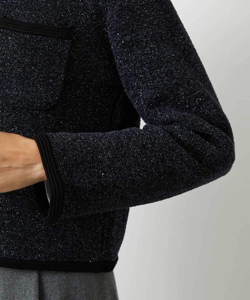 FMSBD30250 MICHEL KLEIN(ミッシェルクラン) ツィード調モールニットジャケット ブラック