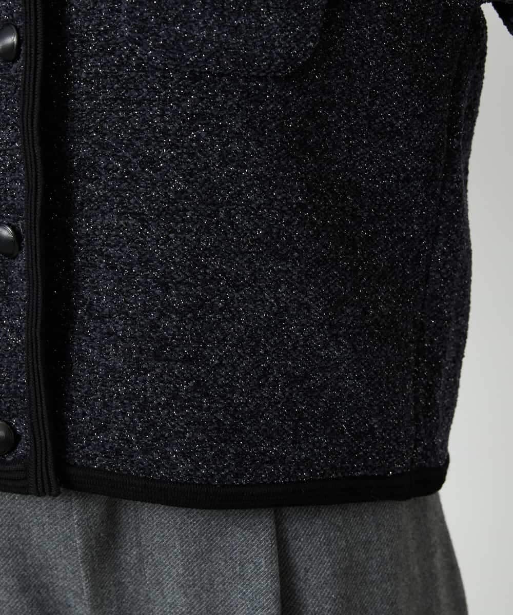 FMSBD30250 MICHEL KLEIN(ミッシェルクラン) ツィード調モールニットジャケット ブラック