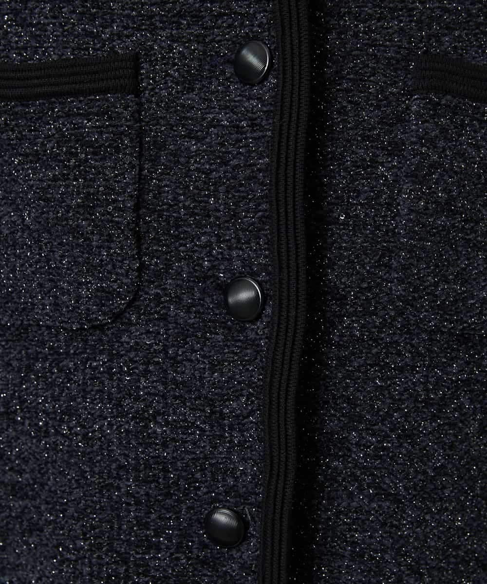 FMSBD30250 MICHEL KLEIN(ミッシェルクラン) ツィード調モールニットジャケット ブラック