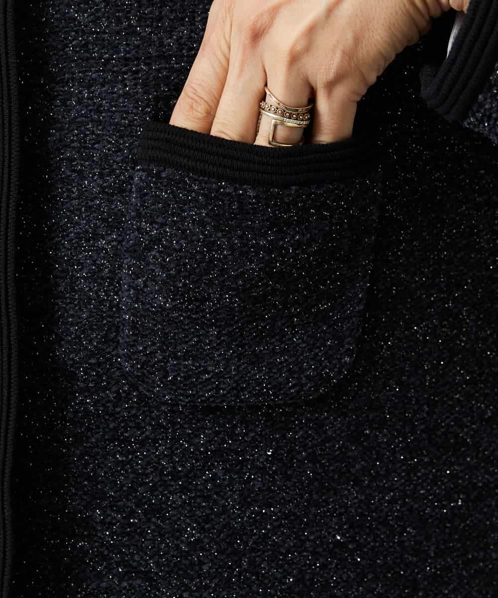 FMSBD30250 MICHEL KLEIN(ミッシェルクラン) ツィード調モールニットジャケット ブラック