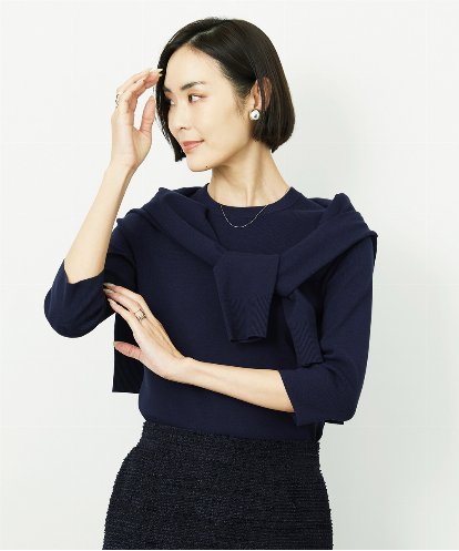 FMSDD01230 MICHEL KLEIN [アンサンブル対応]コンパクトクルーネックカーディガン