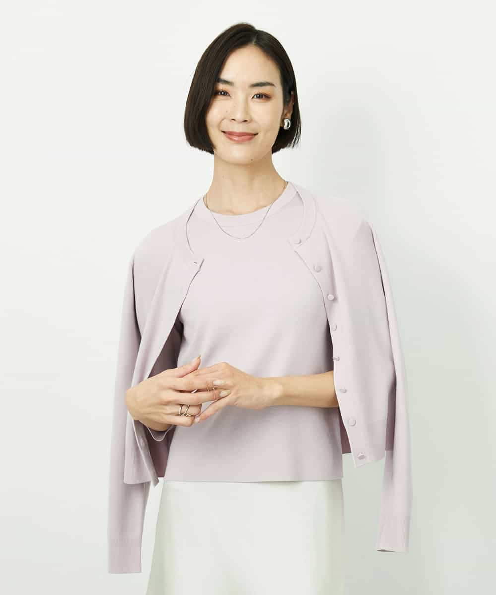 FMSDD01230 MICHEL KLEIN(ミッシェルクラン) [アンサンブル対応]コンパクトクルーネックカーディガン ラベンダー