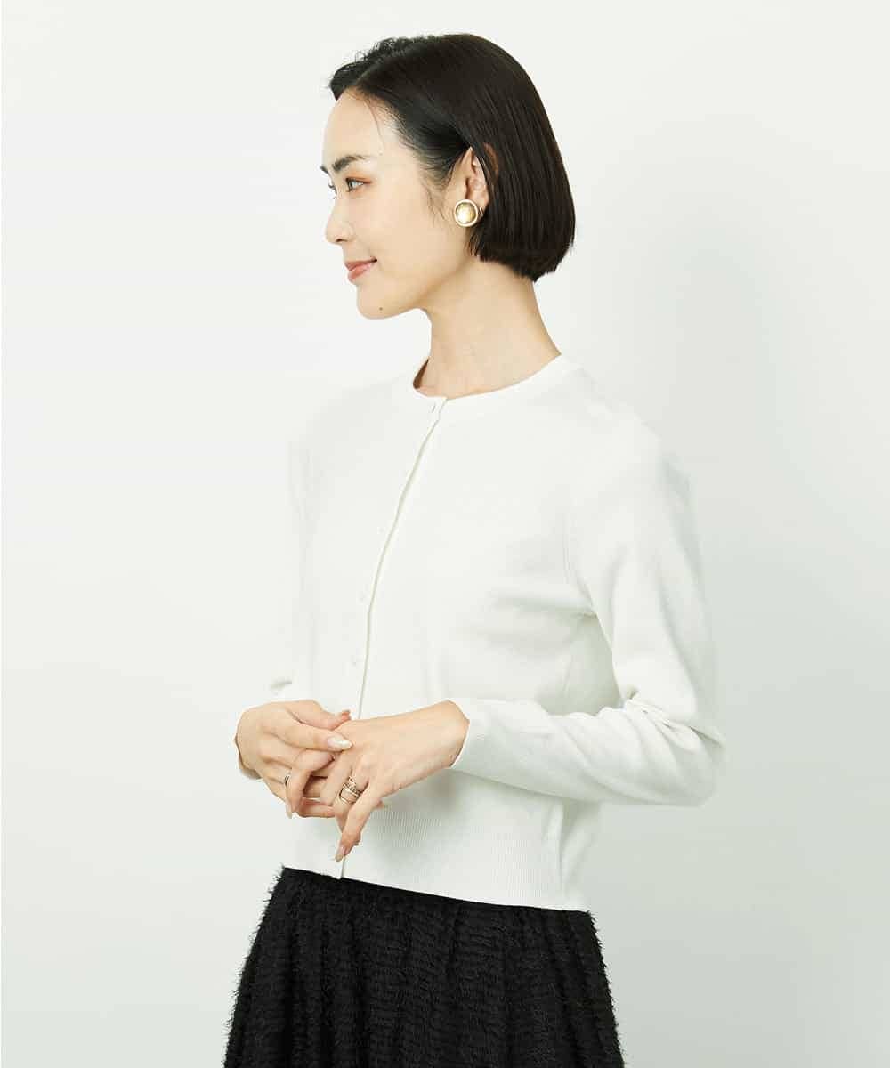 FMSDD01230 MICHEL KLEIN(ミッシェルクラン) [アンサンブル対応]コンパクトクルーネックカーディガン ホワイト