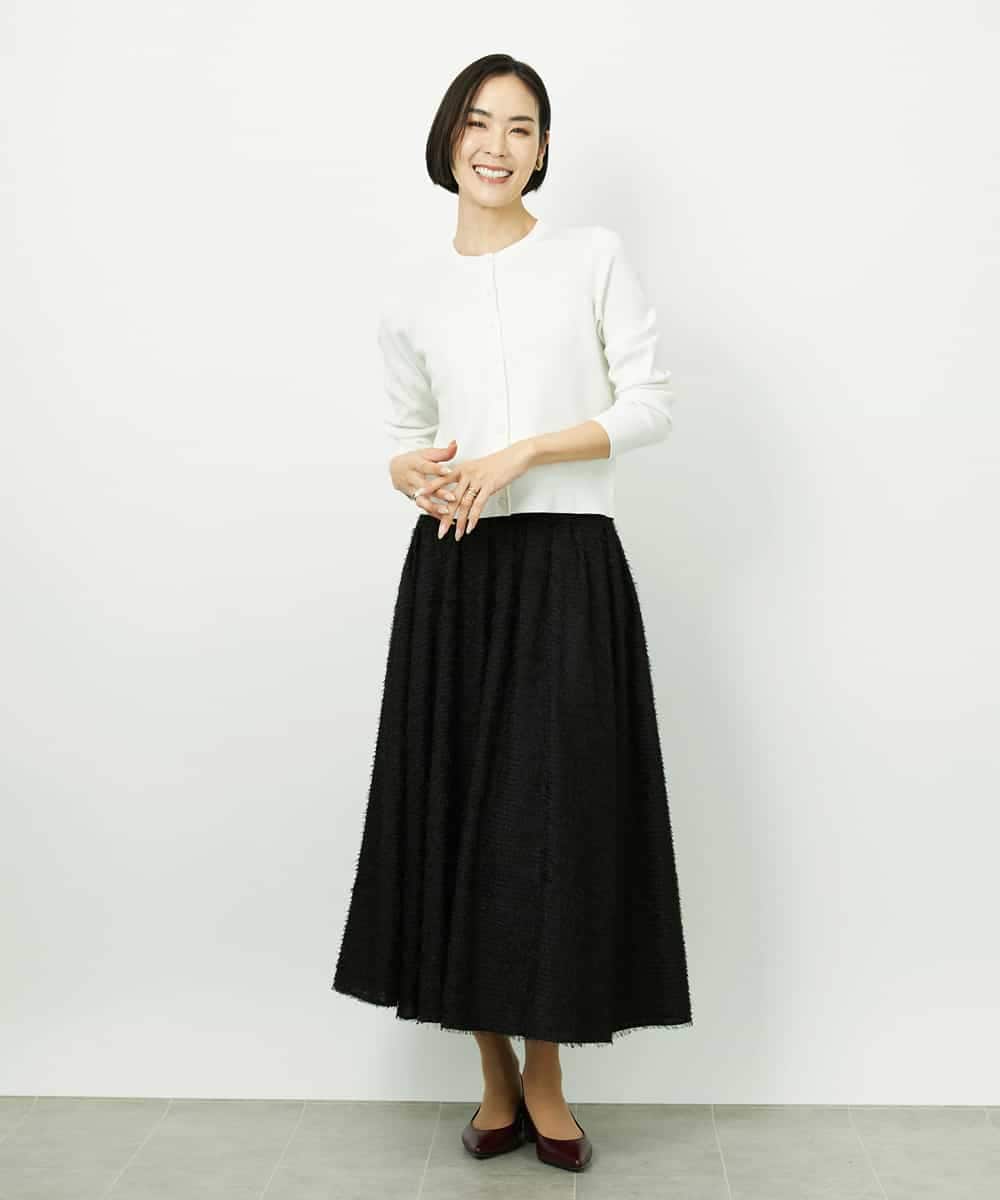 FMSDD01230 MICHEL KLEIN(ミッシェルクラン) [アンサンブル対応]コンパクトクルーネックカーディガン ホワイト