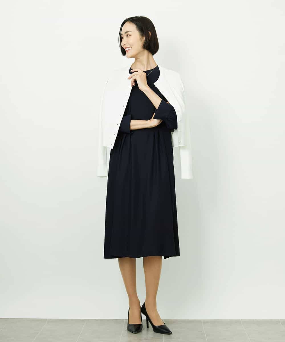 FMSDD01230 MICHEL KLEIN(ミッシェルクラン) [アンサンブル対応]コンパクトクルーネックカーディガン ホワイト